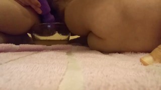 Couldn't hold it in...pissing, squirting, and cumming in a bowl!