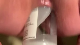 fuckwater lube bottle in ass with squirting