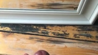 Busting Huge Nut in Mirror