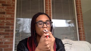 Goth tranny smokes and ignores you