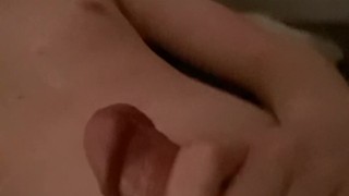 Skinny guy cums all over himself after watching girls orgasm