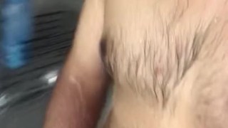 Gym shower jerk off
