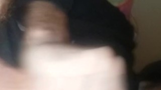 Mature male in black Eminem hoodie moaning.