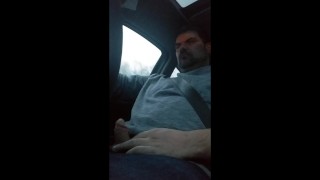 Jerking off in car on way home