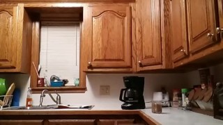 Fit teen with abs and munchies eating fetish smoking sneaky midnight snack