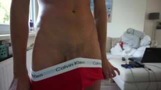 DROPPING MY SHORTS DOWN !! SEMI HARD COCK