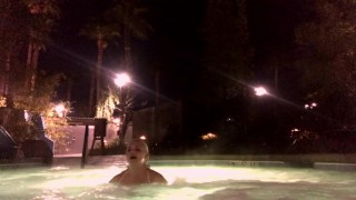 Topless in the hotel hot tub