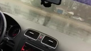jacking off in car at the parking lot