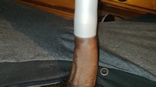 I explode into a vacuum tube my uncut black cock barely fit in