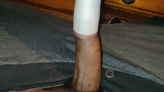 I explode into a vacuum tube my uncut black cock barely fit in
