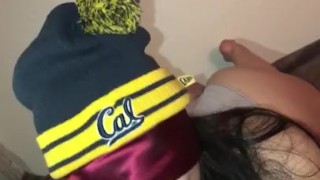 Blindfolded Latina Blowjob facial