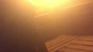 Almost caught at the gym sauna