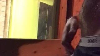 Almost caught at the gym sauna