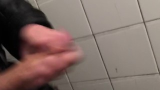 amazing JERK OFF and a HUGE CUMSHOT in a PUBLIC TOILET