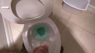 Desperation piss with his Chastity cage on