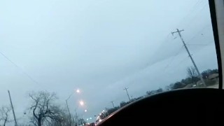 Horny girl driving in public pussy masterbation at busy grocery store