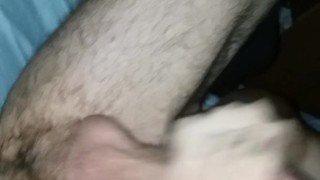 Playing with mySweaty balls and cock jacked off before bed. Loud fucking