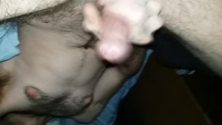 Sweaty balls and ass. Jacking off big dick.