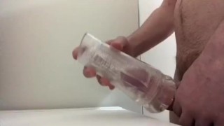 Fucking Clear Fleshlight with Sloppy Creampie
