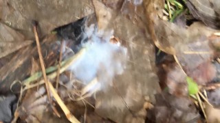 Close up cum oozing of big fat cock and foreskin pulling back