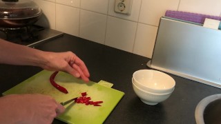 Submissive Painslut's Valentine's dinner- burns, cries, begs and squirts...