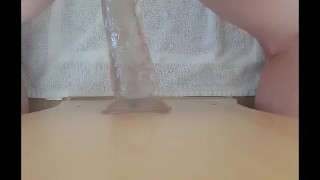 Bubble butt twink uses dildo