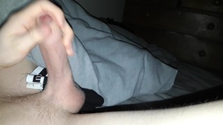 British twink blows a load in bed