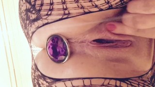 JENNY JOY PLAY WITH PURPLE ANAL PLUG AND MASTURBATE - AMATEUR