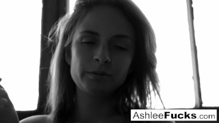 Busty Ashlee Graham smokes while showing off her natural tits