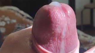 Super zoom cumshot. boy jerk off his cock