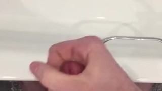POV solo guy cums over bath