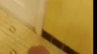 Solo jackoff an cum in the bathroom
