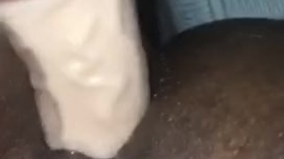 Mixed girl fucking ass with thick dildo on Snapchat