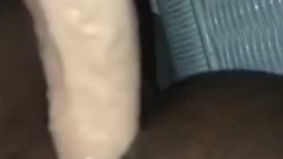 Mixed girl fucking ass with thick dildo on Snapchat