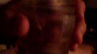 Stroking my Thick Cock with flesh light toy
