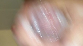 Ultimate sticky cum slow motion cumshot , inked muscle boy with big cock