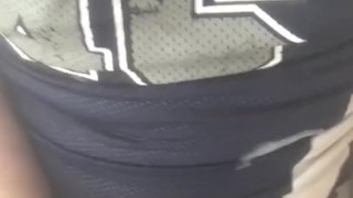 Football player shoots huge cumshot