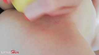 Intimate Fingering and Banana Insertion in Tight Pussy Shaved Myself :)