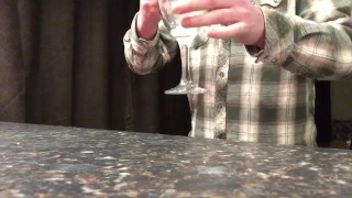 Cumslut Drinking Water before Bed, Selfmade Solo Male Cum Cocktail!