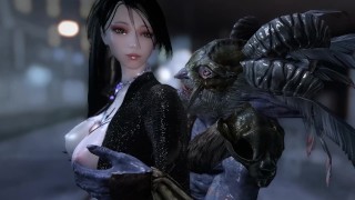 skyrim a motorcycle catsuit woman came to a monster hotel
