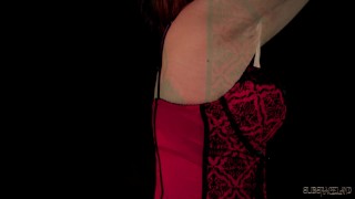 Intense spanking for submissive enduring bondage sex