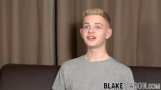 Twink blond Alex Silvers interview and masturbation cumshot
