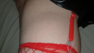 Sissy Cuckold Plays crossdresser and jucks Her Little Clit