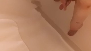 Straight guy jerking in the shower