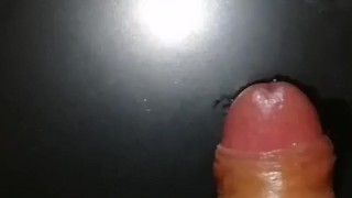 Slow motion cumshot, uncircumcised foreskin precum small penis jerk-off
