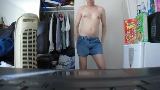 smooth twink-like gay bisexual male dances strips to "Whenever, Wherever"