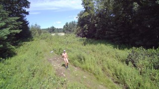 A naked jog with a drone follower