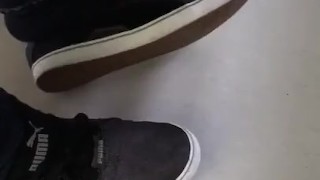 Male Puma and Black Socks Shoeplay at work