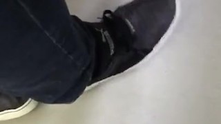 Male Puma and Black Socks Shoeplay at work