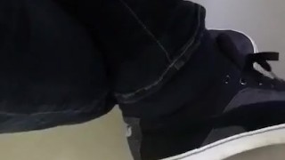 Male Puma and Black Socks Shoeplay at work